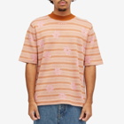 Marni Men's Striped Floral T-Shirt in Pink Gummy