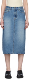 Arch The Blue Faded Denim Midi Skirt
