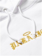 PARADISE - Halo Skull Logo-Embroidered Cotton-Blend Jersey Hoodie - White