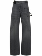 JW ANDERSON - Embroidered Pocket Denim Cargo Jeans