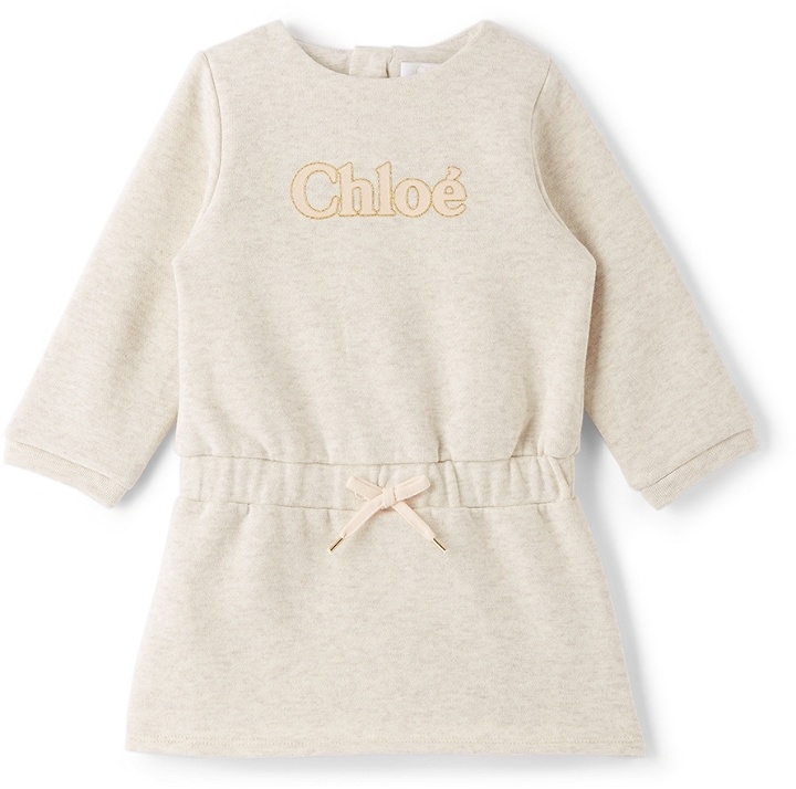 Photo: Chloé Baby Beige Fleece Glittered Logo Dress