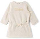 Chloé Baby Beige Fleece Glittered Logo Dress