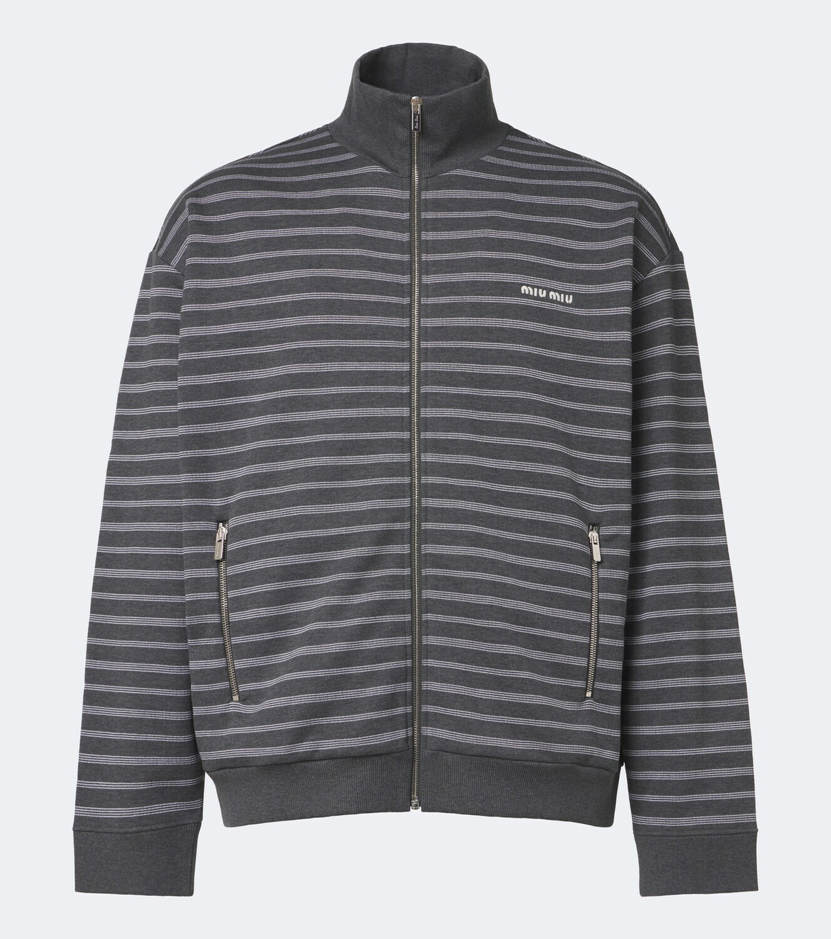 Miu Miu Striped oversized cotton fleece sweatshirt