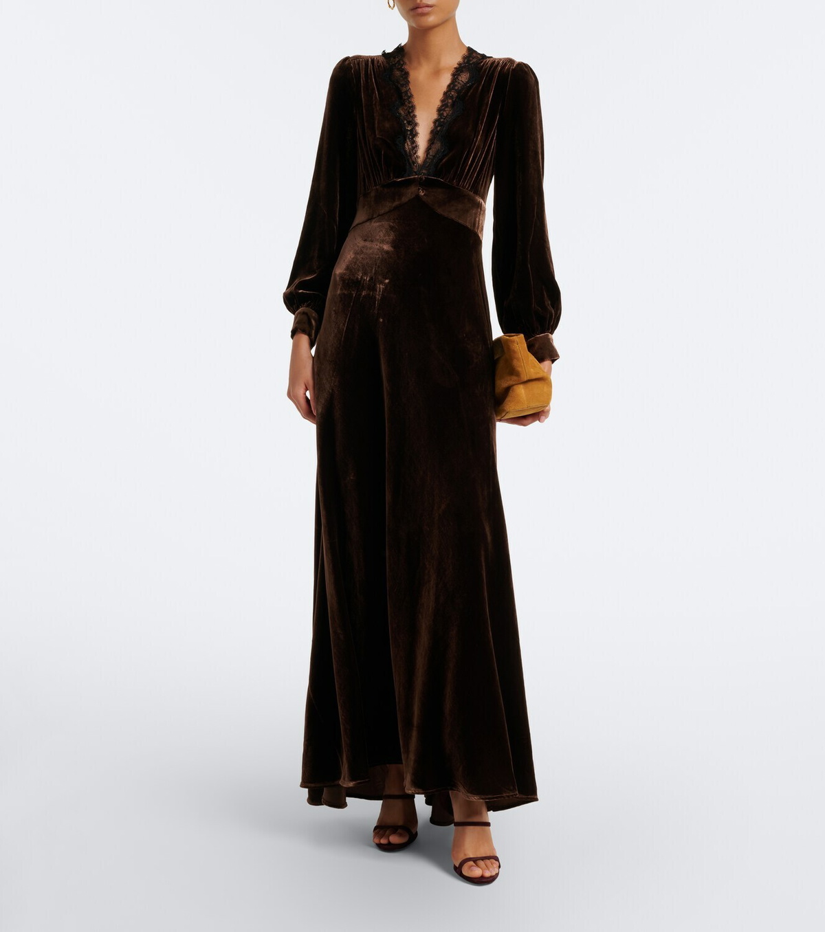 Rixo Emory lace-trimmed velvet maxi dress