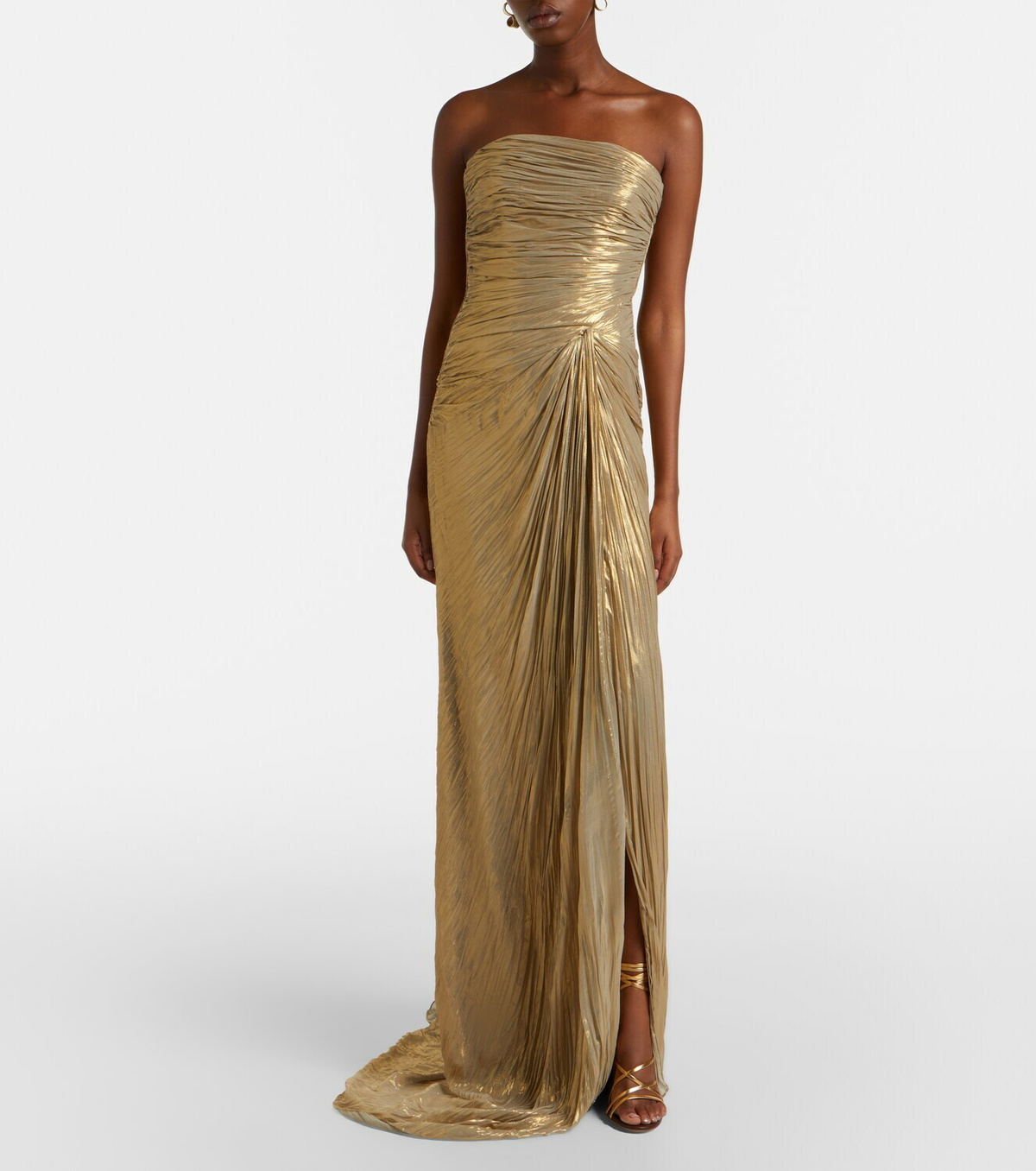 Marmar Halim Pleated caped bustier gown