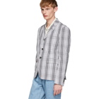 Thom Browne White and Black Unstructured Check Blazer