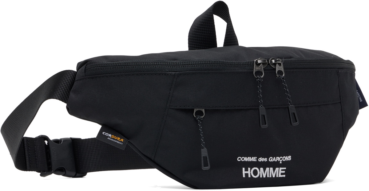 Comme des Garçons Homme Black Cordura Logo Crossbody Bag