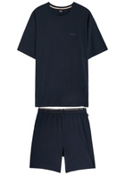 Boss Logo-embroidered Stretch-jersey Pyjama set Dark Blue