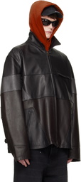 VETEMENTS Black & Brown Cut-Up Leather Jacket