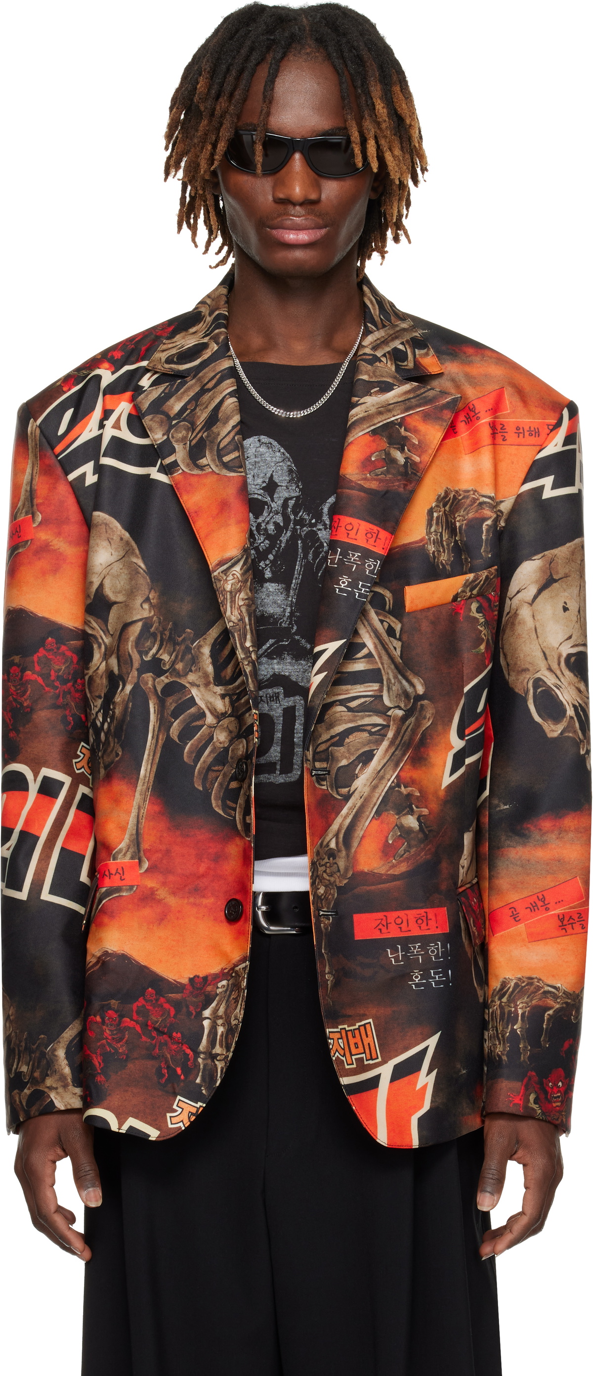 LU'U DAN Black & Orange Slim Jim Blazer
