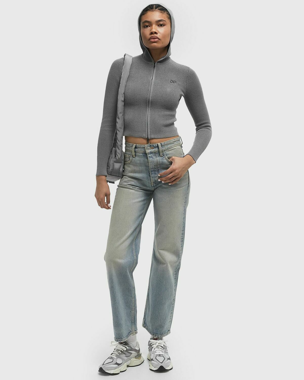 Daily Paper Rib knit hoodie Grey Womens Pullovers/Zippers & Cardigan