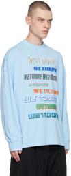 We11done Blue Printed Long Sleeve T-Shirt