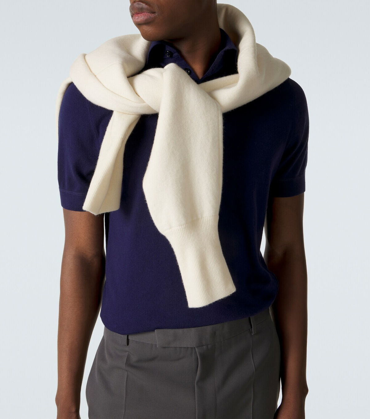Allude Cotton, silk, and cashmere polo shirt