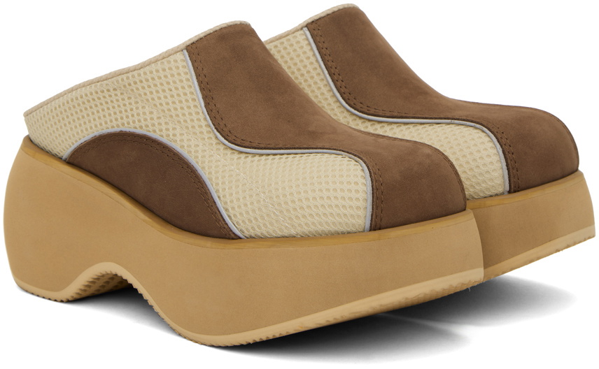 TheOpen Product Beige & Brown Paneled Slippers
