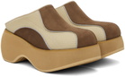 TheOpen Product Beige & Brown Paneled Slippers