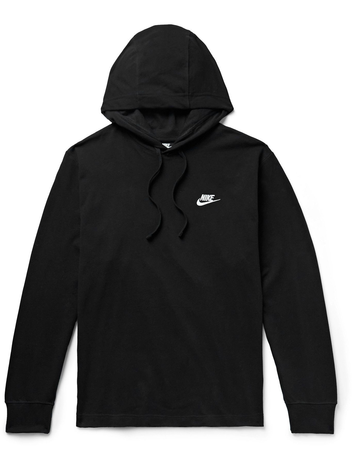 NIKE - Sportswear Club Logo-Embroidered Cotton-Jersey Hoodie - Black Nike