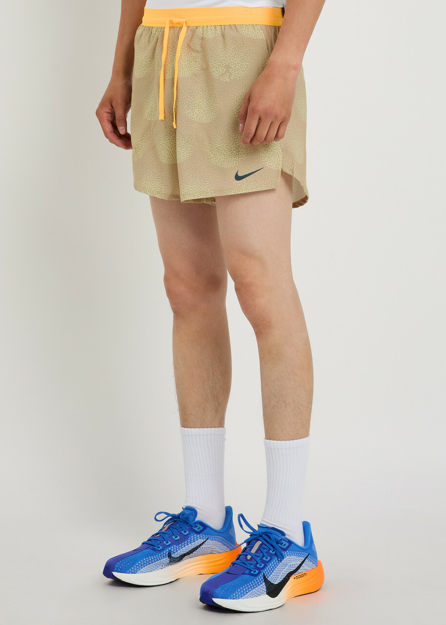 Nike Stride Dri-fit 5" Printed Running Shorts Beige