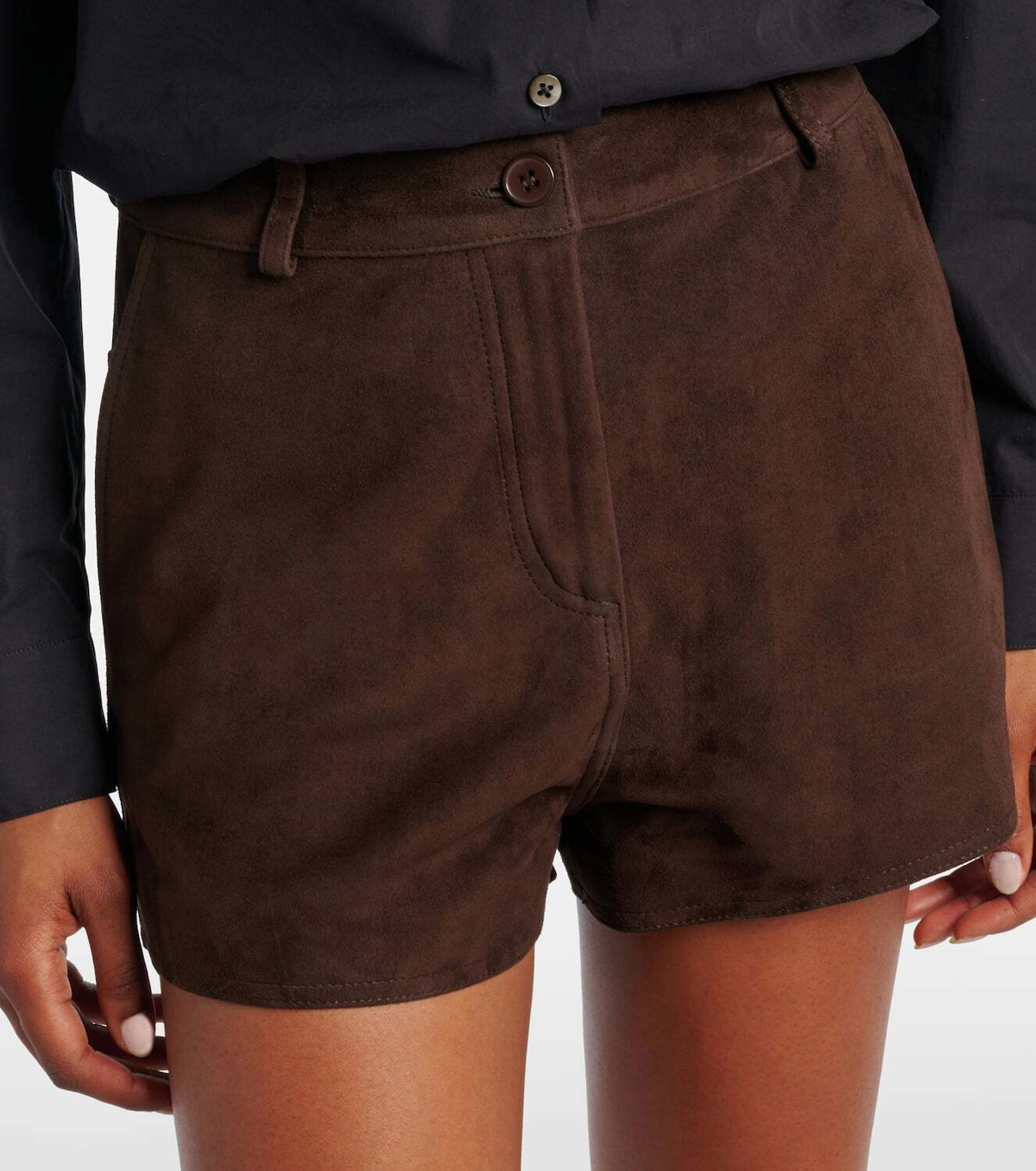 Nour Hammour Leontine suede shorts