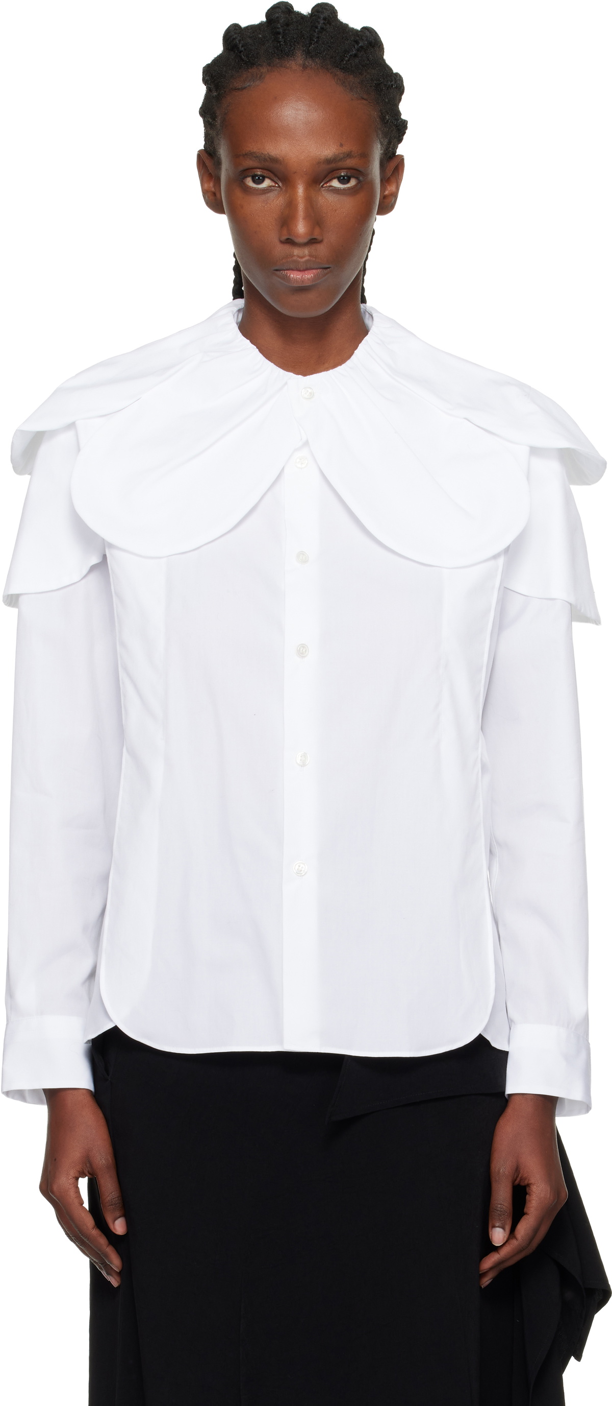 Noir Kei Ninomiya White Flower Collar Shirt