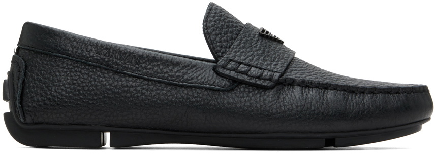 Emporio Armani Driving Moccasins
Black Grained Leather Emporio Armani Pebbled Leather Loafers | Casual Shoes  main image 2