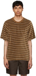 Camiel Fortgens Brown Velvet Striped Tailored T-Shirt
