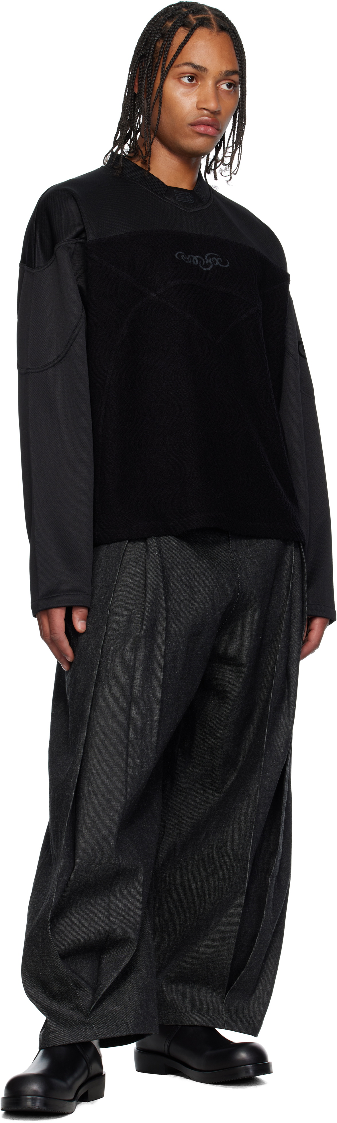 NAMESAKE Black Keith Long Sleeve Jersey Sweatshirt