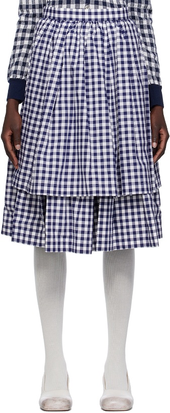 Photo: Comme des Garçons Girl Navy Layered Midi Skirt