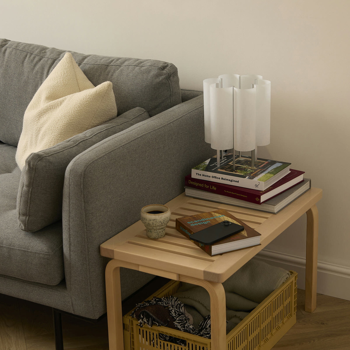 ferm LIVING Boe Table Lamp in Silver/Natural 