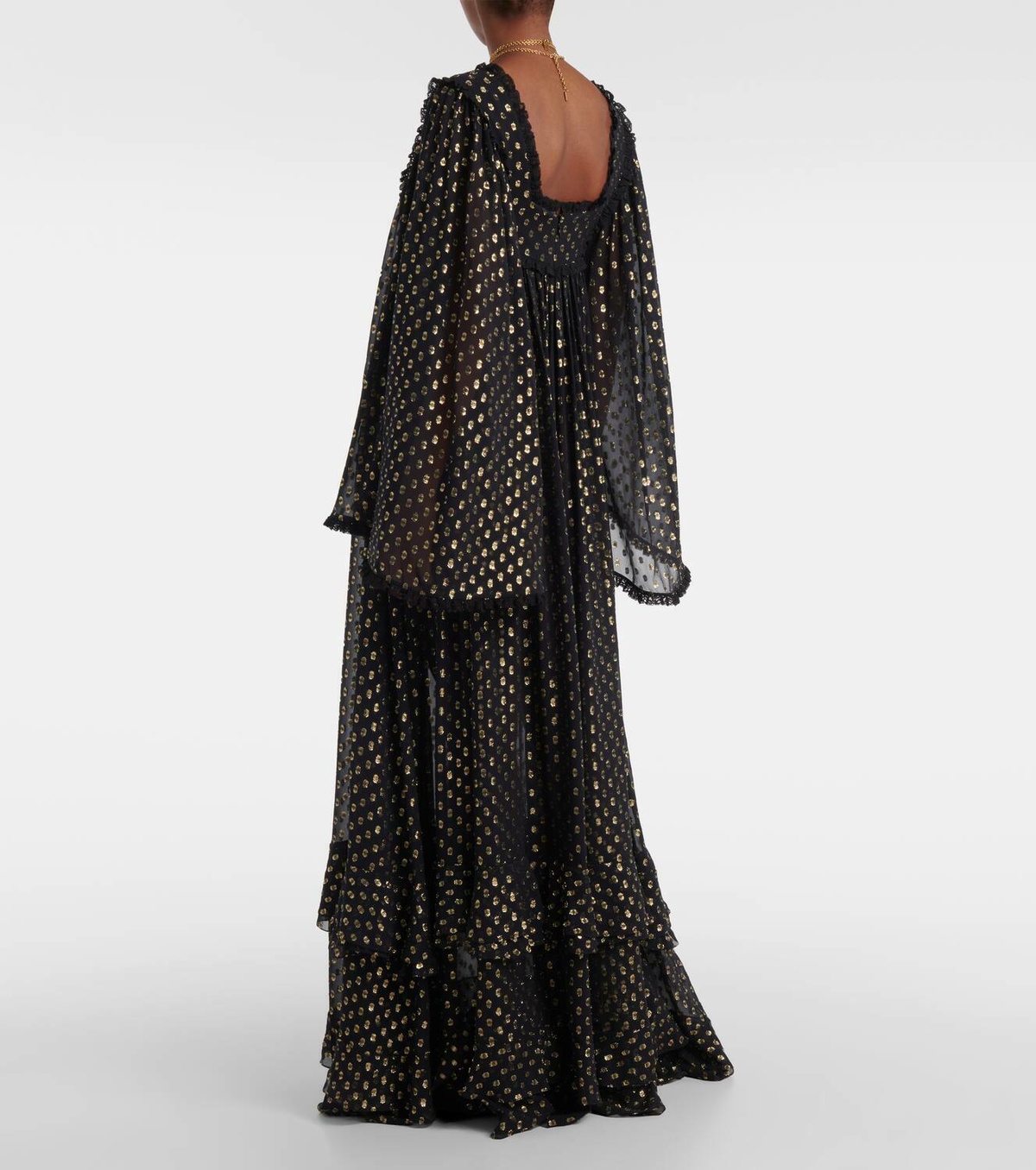 Chloé Polka-dot jacquard silk-blend lamé gown