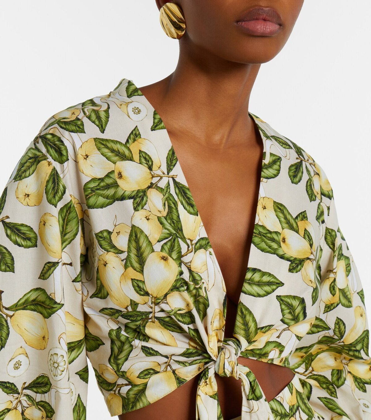 Adriana Degreas Printed cotton-blend crop top