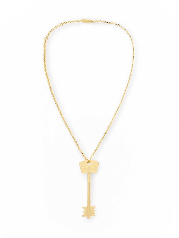 Photo: Balenciaga - Engraved Gold-Tone Pendant Necklace