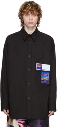 Valentino Black Patch Button Shirt