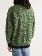 Wacko Maria - Leopard-Jacquard Knitted Cardigan - Green