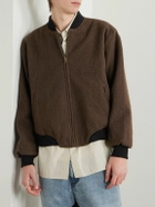 Small Talk - Reversible Fleece and Crinkled-Gabardine Bomber Jacket - Brown