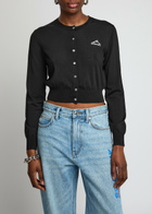 Alexanderwang.t Logo Cropped Perforated Jersey Cardigan Black