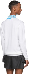 Fendi White & Blue FF Vertigo Collar Turtleneck