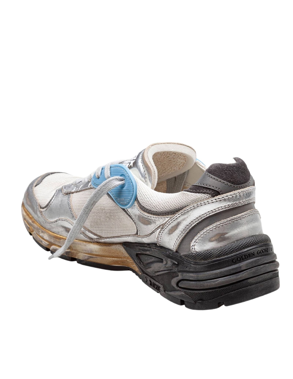 Golden Goose Dad-star Sneakers In Mesh And Laminated Leather Color Grey And Blackrunning