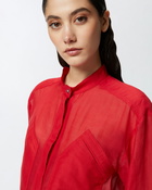 Pinko Mandarin Collar Shirt In Cotton And Silk Salsa Red