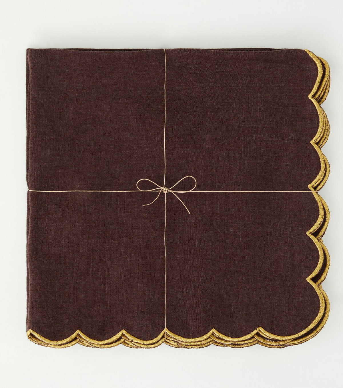 Once Milano Set of 4 scalloped linen napkins