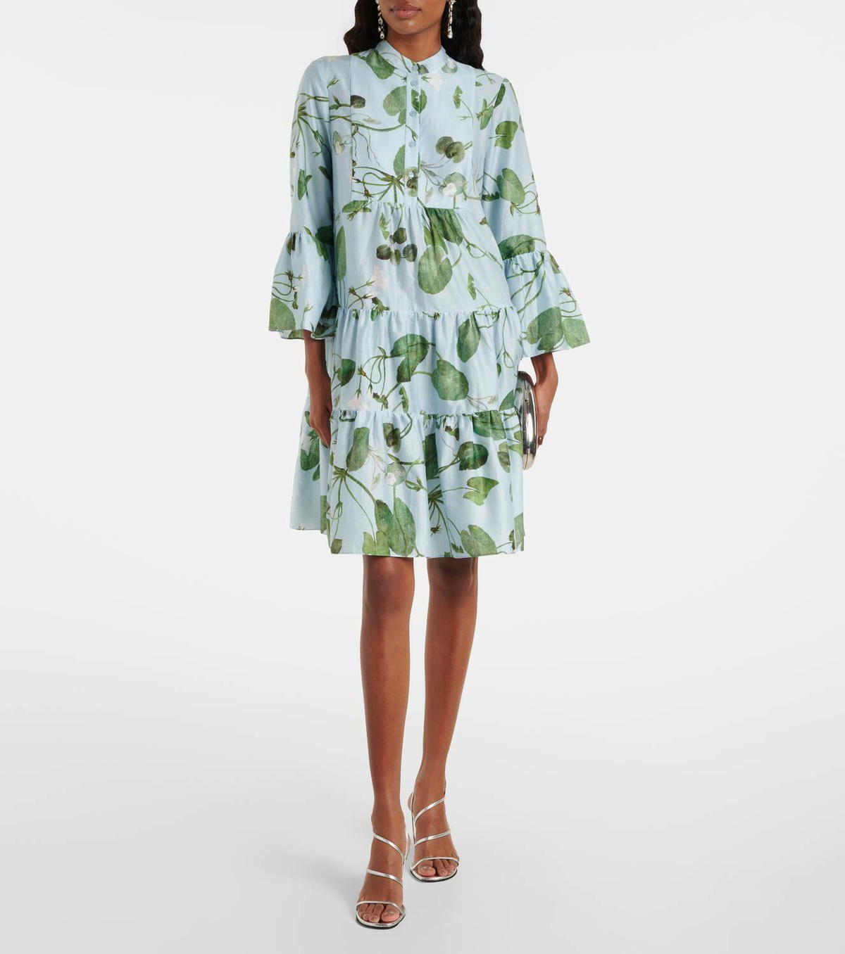 Erdem Tiered floral cotton minidress