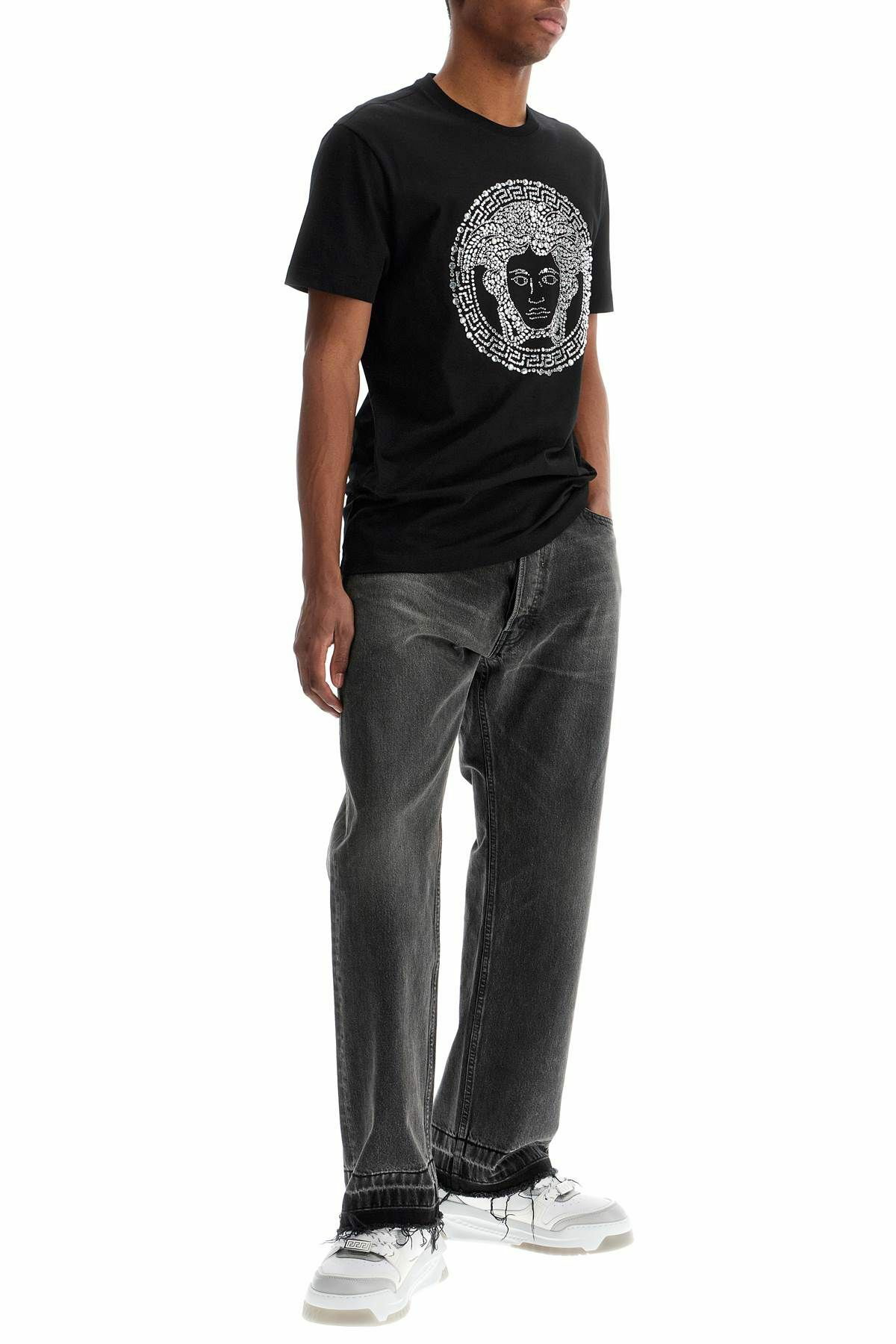 VERSACE クリスタル メドゥーサ Tシャツ ブラック Crystal Medusa T-Shirt Black | VERSACE US