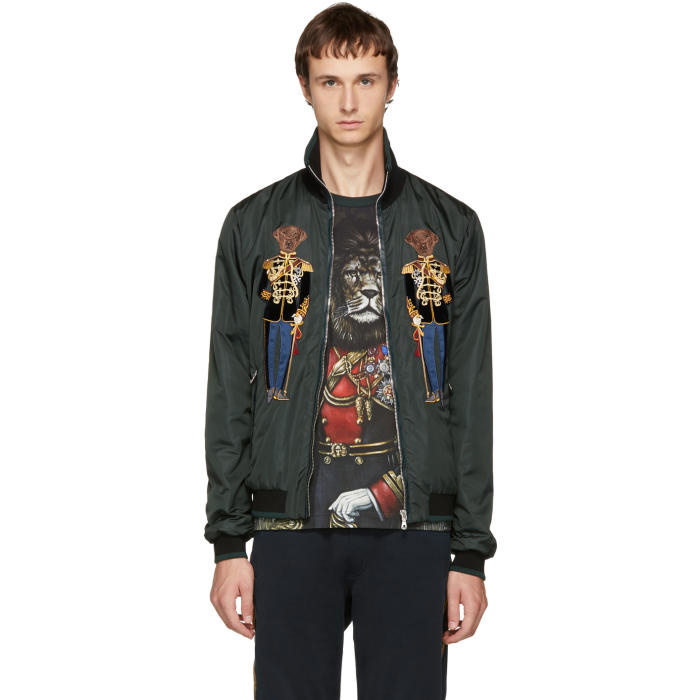 Photo: Dolce and Gabbana Green Dog Knight Bomber Jacket 