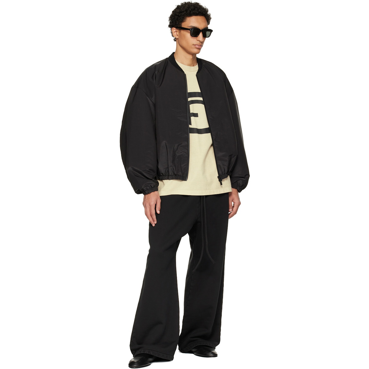 Fear of God Black Nylon Taffeta Padded Bomber Jacket