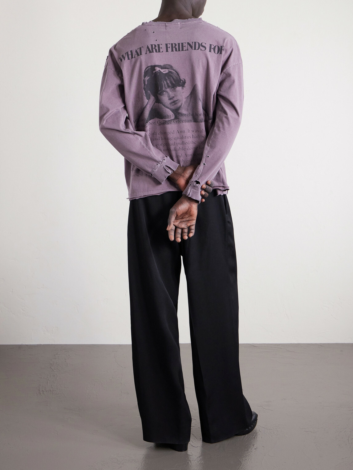 Enfants Riches Déprimés - Flowers of Anger Cropped Printed Distressed Cotton T-Shirt - Purple