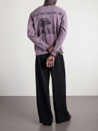 Enfants Riches Déprimés - Flowers of Anger Cropped Printed Distressed Cotton T-Shirt - Purple