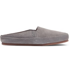 Mulo - Suede Backless Loafers - Light gray