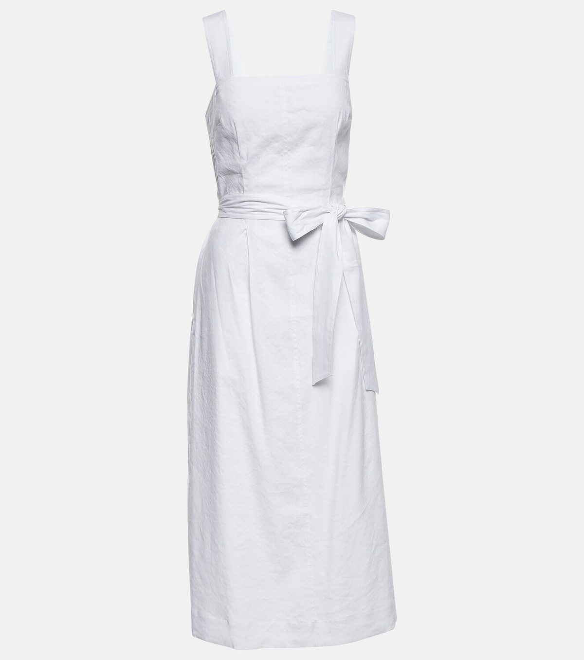 Vince - Square-neck linen-blend midi dress Vince