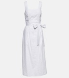 Vince - Square-neck linen-blend midi dress