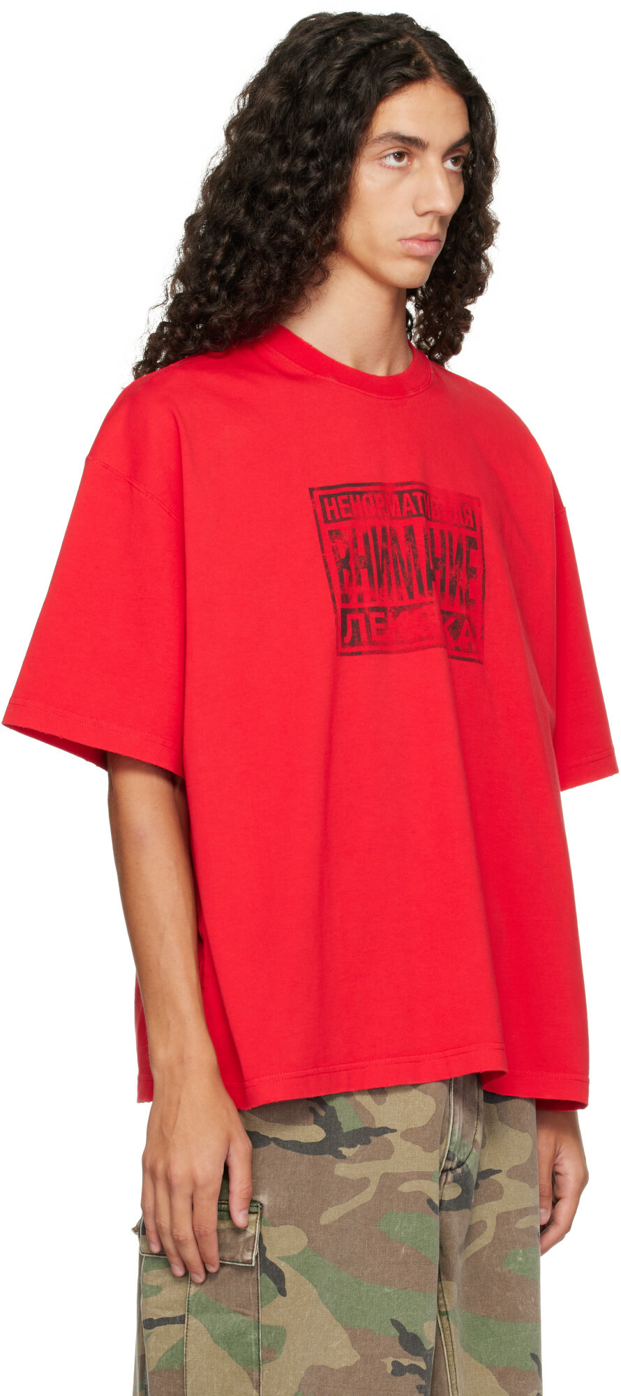 VETEMENTS Red 'Explicit Language' Boxy T-shirt