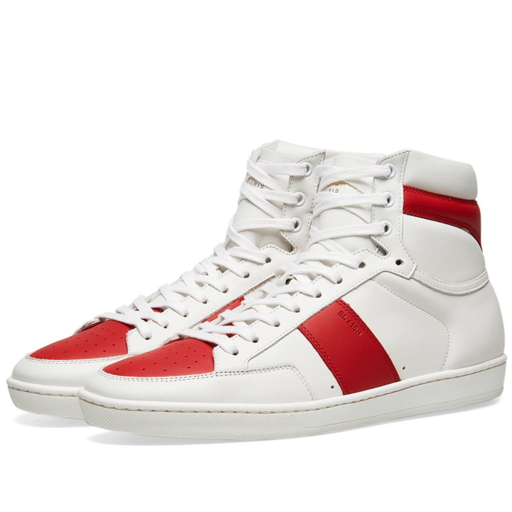 Photo: Saint Laurent SL-10H Court Classic Sneaker White & Red